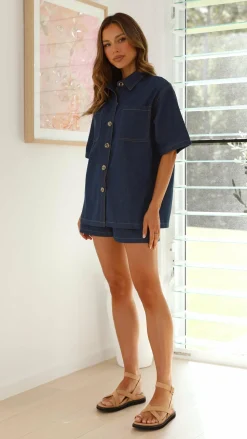 Olivia Shirt and Shorts Set - Dark Denim