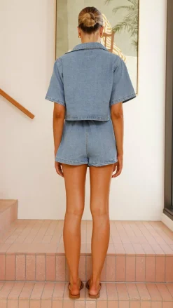 Olivia Top and Skort Set - Light Denim