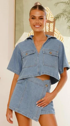 Olivia Top and Skort Set - Light Denim