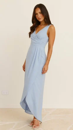 Pamela V Neck Maxi Dress - Blue