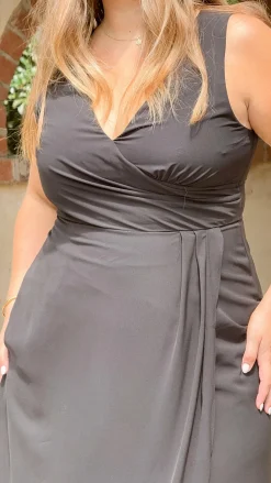 Pamela V Neck Maxi Dress - Black