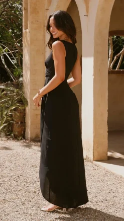 Pamela V Neck Maxi Dress - Black