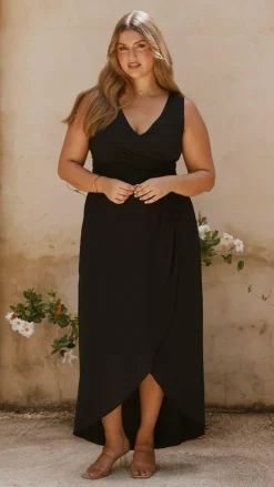 Pamela V Neck Maxi Dress - Black