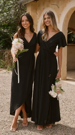 Pamela V Neck Maxi Dress - Black