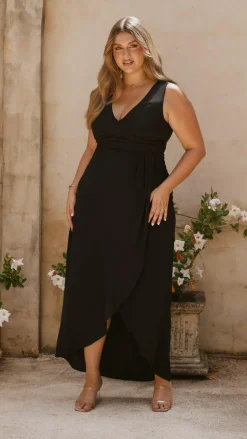 Pamela V Neck Maxi Dress - Black
