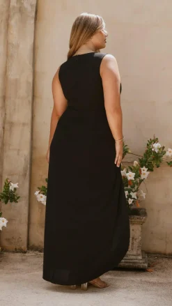 Pamela V Neck Maxi Dress - Black