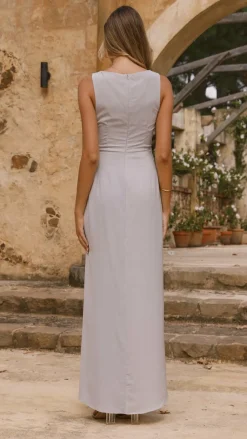 Pamela V Neck Maxi Dress - Silver