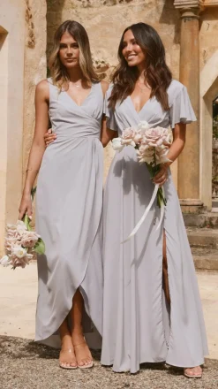 Pamela V Neck Maxi Dress - Silver