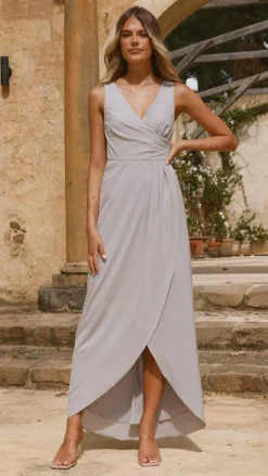 Pamela V Neck Maxi Dress - Silver