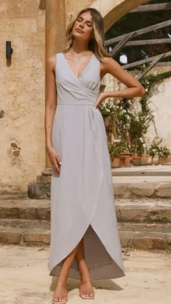 Pamela V Neck Maxi Dress - Silver