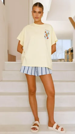 Papaya Top and Shorts Set - Yellow/Blue