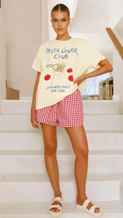 Pasta Lover Top and Shorts Set - Yellow/Red