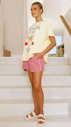 Pasta Lover Top and Shorts Set - Yellow/Red