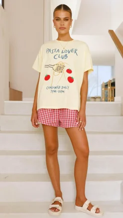 Pasta Lover Top and Shorts Set - Yellow/Red