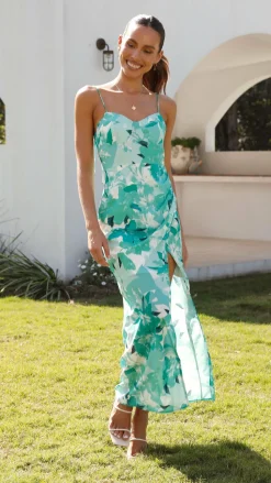 Penny Maxi Dress - Green Floral