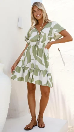 Poppi Mini Dress - Sage Print