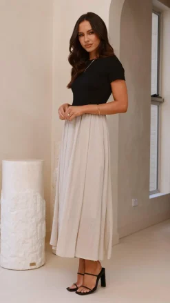 Portia Maxi Dress - Black / Cream