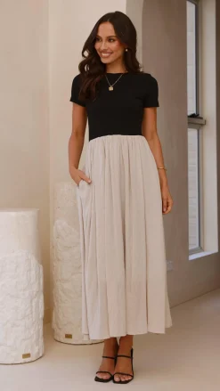 Portia Maxi Dress - Black / Cream