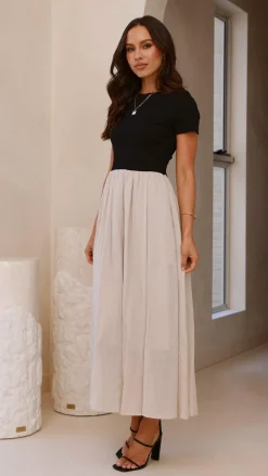 Portia Maxi Dress - Black / Cream