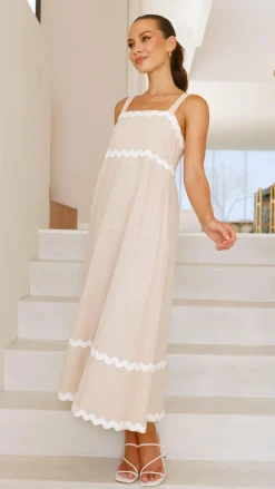 Raelynn Midi Dress - Beige/White