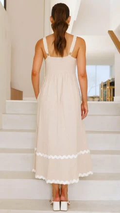 Raelynn Midi Dress - Beige/White