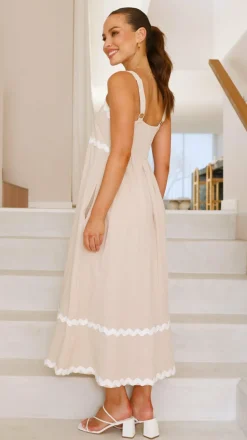 Raelynn Midi Dress - Beige/White