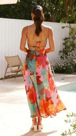 Rahima Maxi Dress - Orange Floral