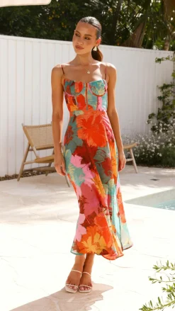 Rahima Maxi Dress - Orange Floral