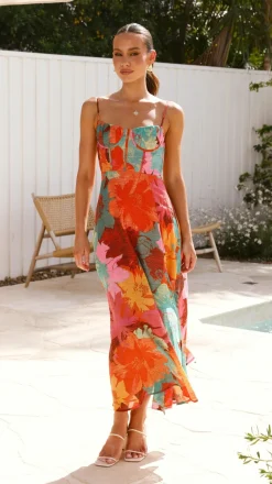 Rahima Maxi Dress - Orange Floral