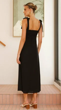 Rayana Tie Maxi Dress - Black