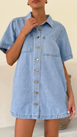 Rayna Denim Mini Dress - Light Denim