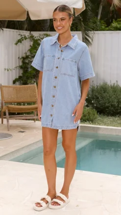 Rayna Denim Mini Dress - Light Denim