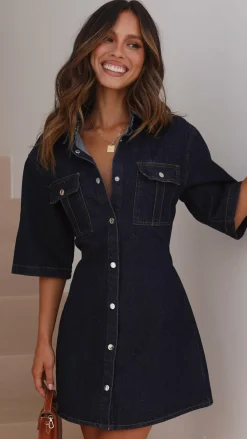 Raz Mini Dress - Dark Denim