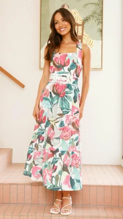 Reba Maxi Dress - Pink/Green Floral