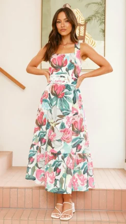 Reba Maxi Dress - Pink/Green Floral