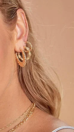 Reta Triple Pack Earrings - Gold