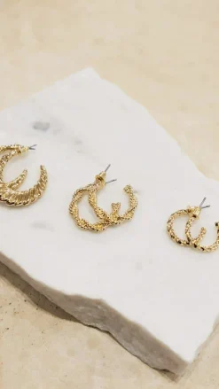 Reta Triple Pack Earrings - Gold