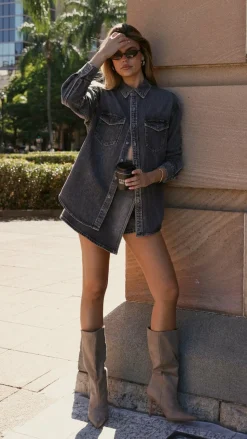 Rollas Classic Denim Shirt - Black Stone