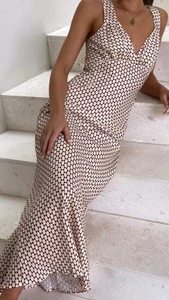 Rubie Maxi Dress - Brown Geo