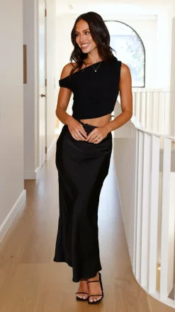 Ruby Asymmetrical Maxi Dress - Black