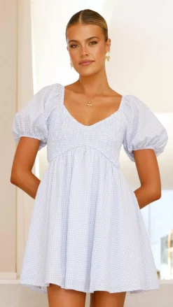 Sahirah Mini Dress - Blue / White Gingham