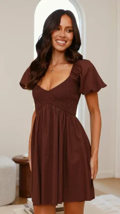 Sahirah Mini Dress - Brown