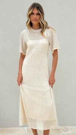 Saisha Crochet Maxi Dress - Beige