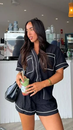 Salome Button Up Shirt - Black/White