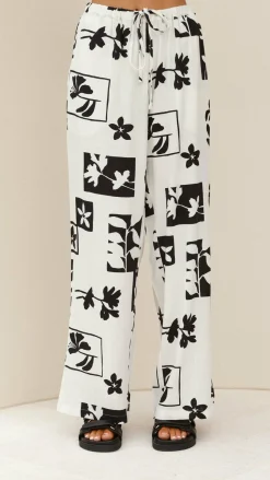 Samaya Pants - White/Black Print