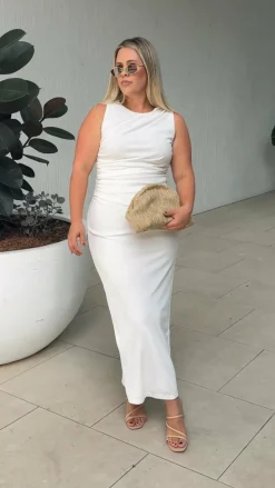 Sarsha Boatneck Maxi Dress - White