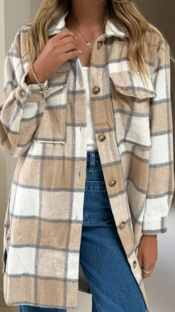 Saskia Jacket - Beige/Cream Check