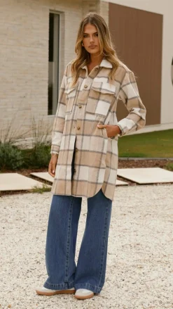 Saskia Jacket - Beige/Cream Check