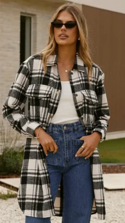 Saskia Jacket - Black/Cream Check