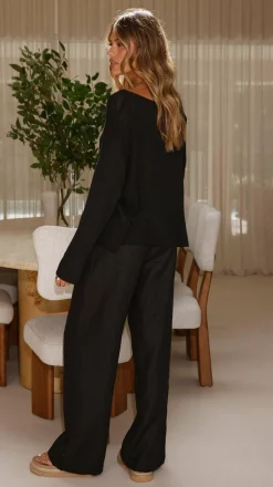 Selara Button Up Cardigan - Black